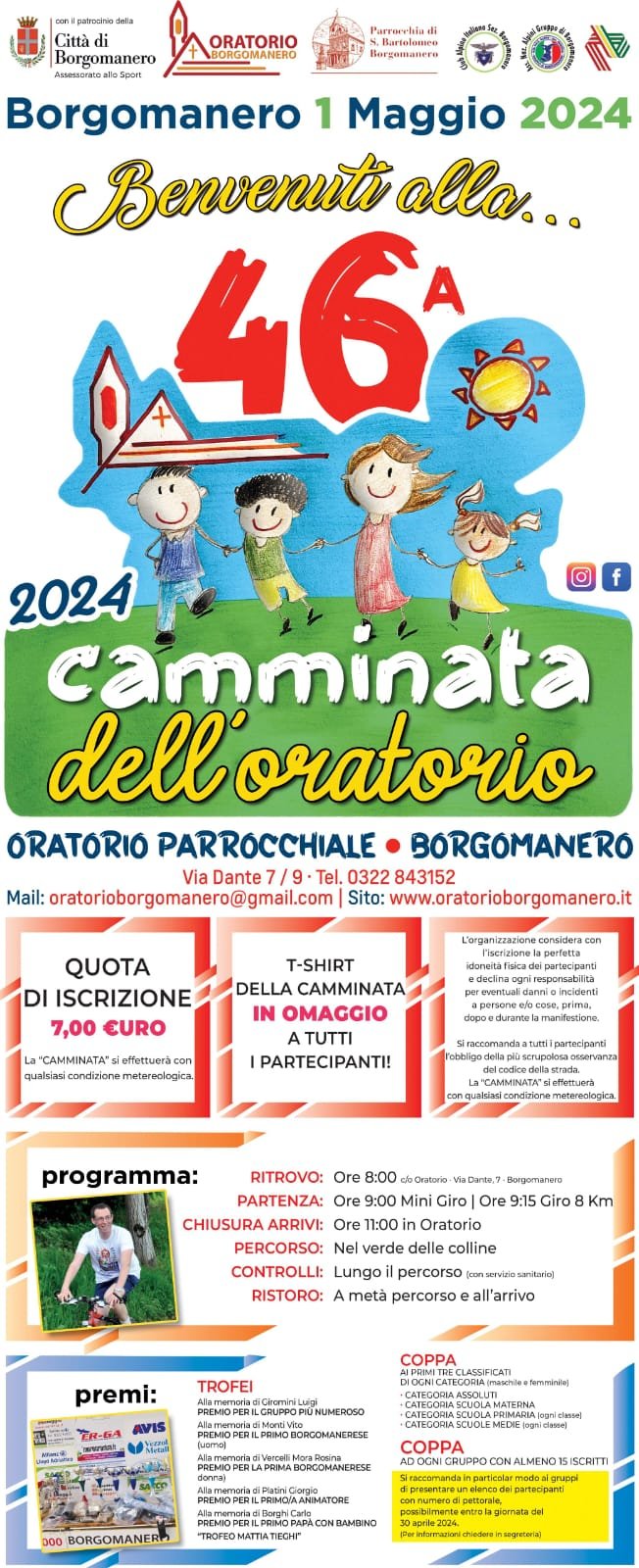 Camminata dell'oratorio di Borgomanero del 1 Maggio 2024